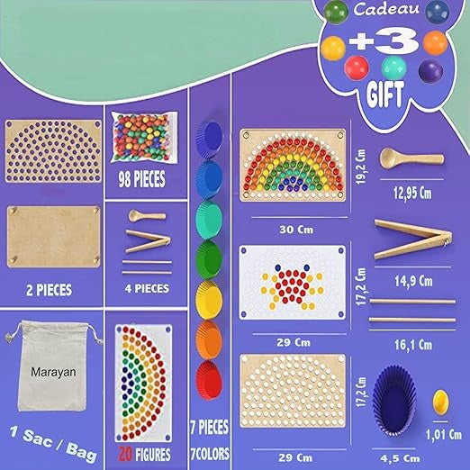A children's educational rainbow bead-picking game