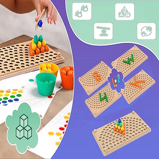 A children's educational rainbow bead-picking game