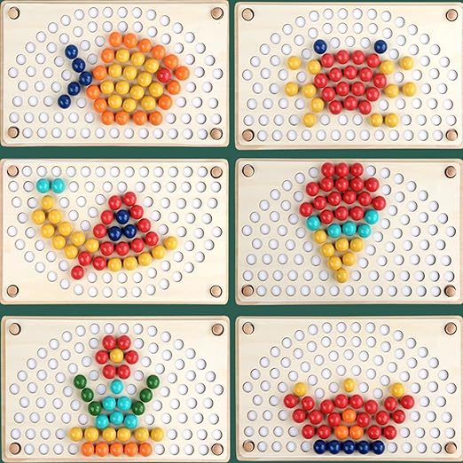 A children's educational rainbow bead-picking game