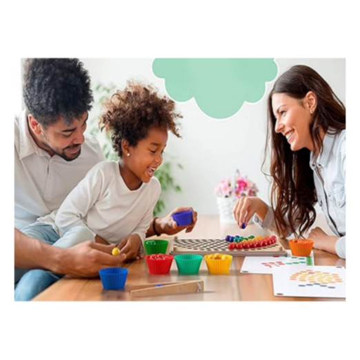 A children's educational rainbow bead-picking game