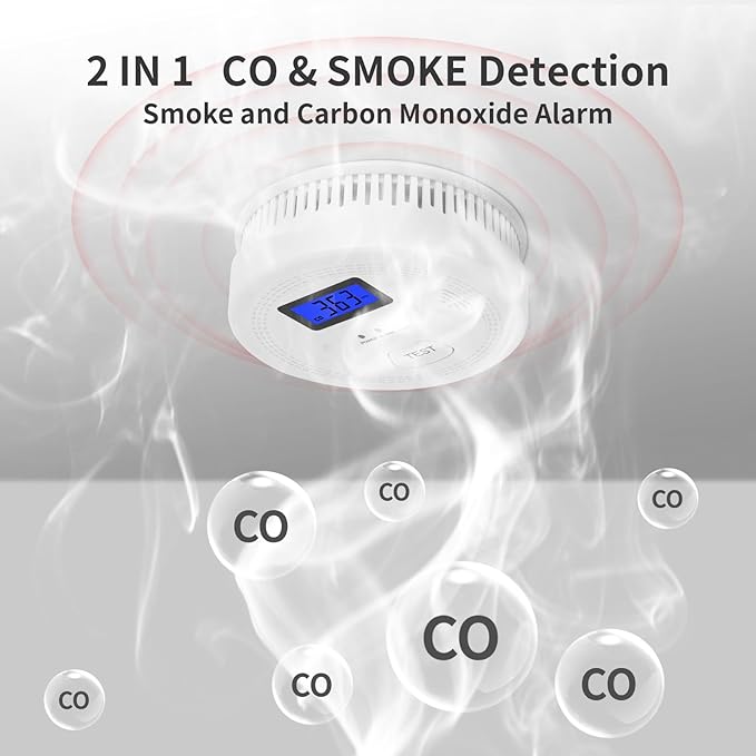 🛑 2-in-1 Carbon Monoxide & Smoke Detector – Double the Safety, One Powerful Device! 🔥💨